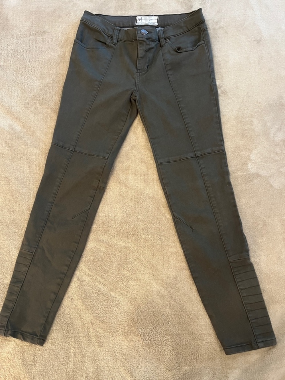 Free People Olive Green High-Rise Denim Pants